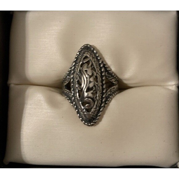 Carolyn Pollack Jewelry - Vintage Carolyn Pollack Sterling Silver Ring Sz 7.25 Floral Swirl